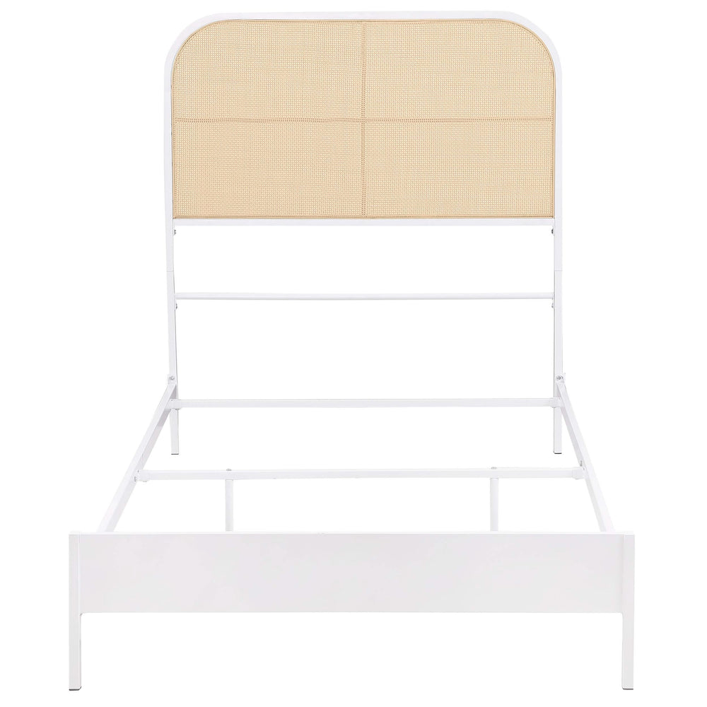 Cama individual Amherst Radio Weave de ratán y metal, color blanco