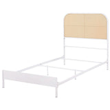 Cama individual Amherst Radio Weave de ratán y metal, color blanco