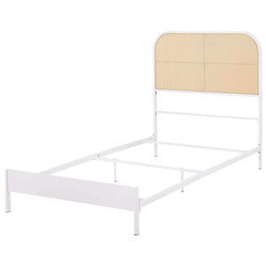 Cama individual Amherst Radio Weave de ratán y metal, color blanco