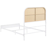 Cama individual Amherst Radio Weave de ratán y metal, color blanco