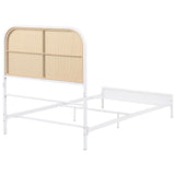 Cama individual Amherst Radio Weave de ratán y metal, color blanco