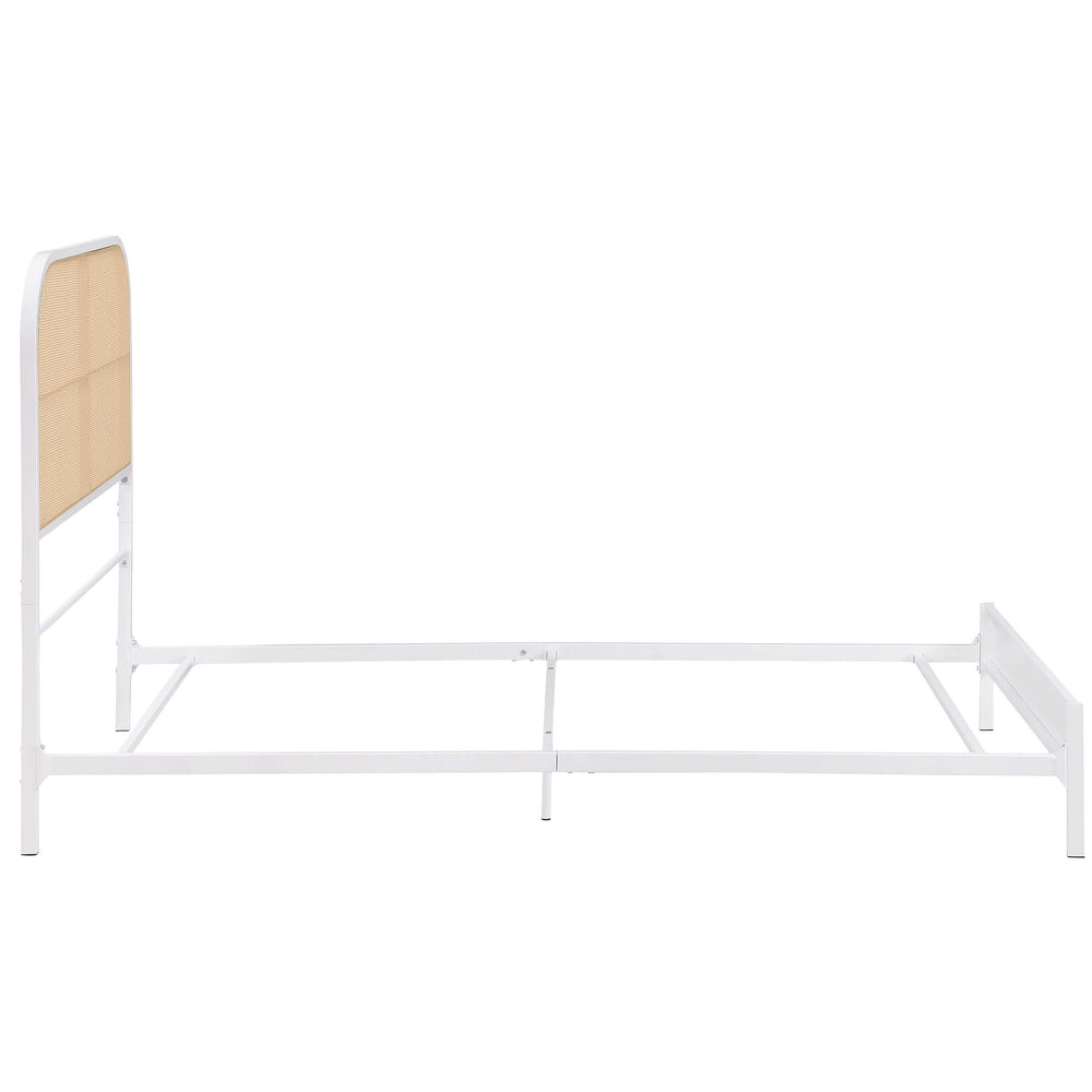 Cama individual Amherst Radio Weave de ratán y metal, color blanco