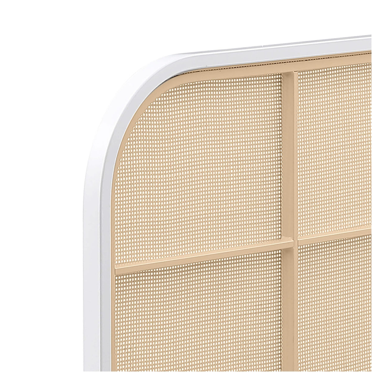 Cama individual Amherst Radio Weave de ratán y metal, color blanco