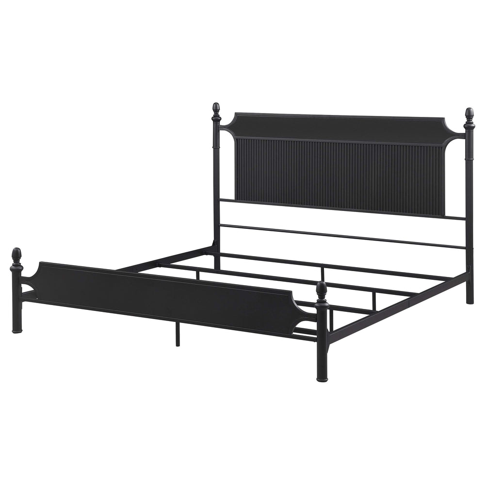 Cama Cameron de 51 pulgadas con paneles de metal, estilo Eastern King, color negro