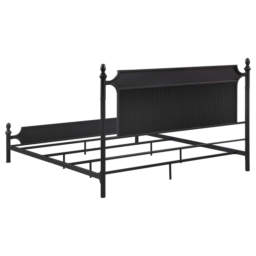 Cama Cameron de 51 pulgadas con paneles de metal, estilo Eastern King, color negro