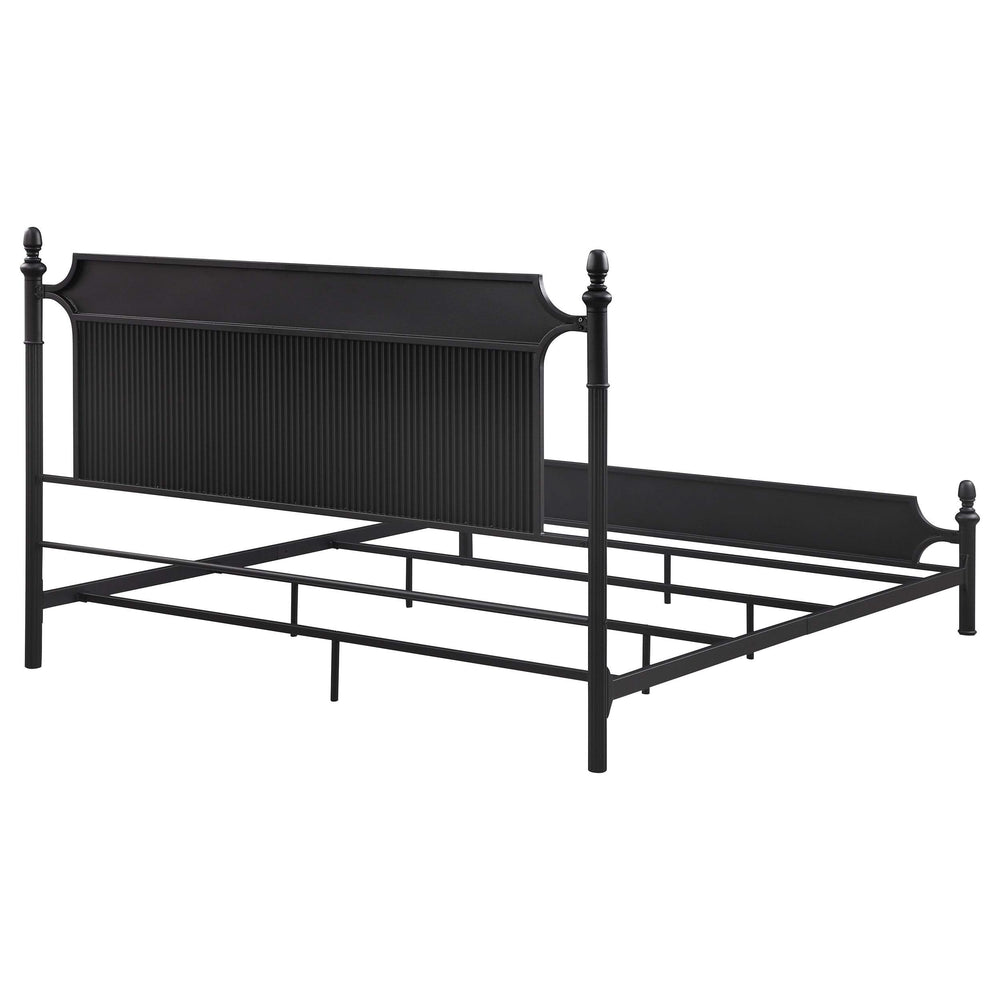 Cama Cameron de 51 pulgadas con paneles de metal, estilo Eastern King, color negro