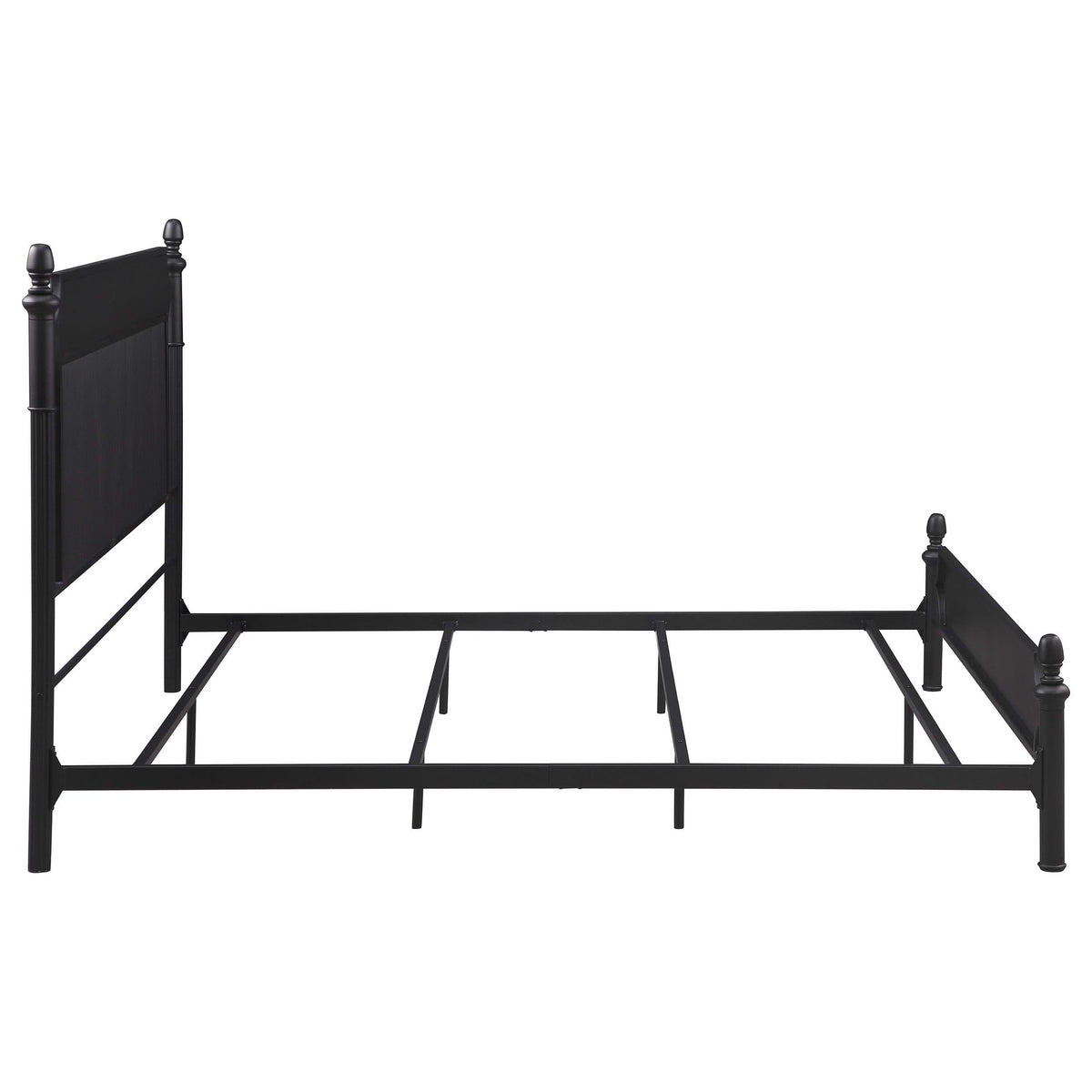 Cama Cameron de 51 pulgadas con paneles de metal, estilo Eastern King, color negro