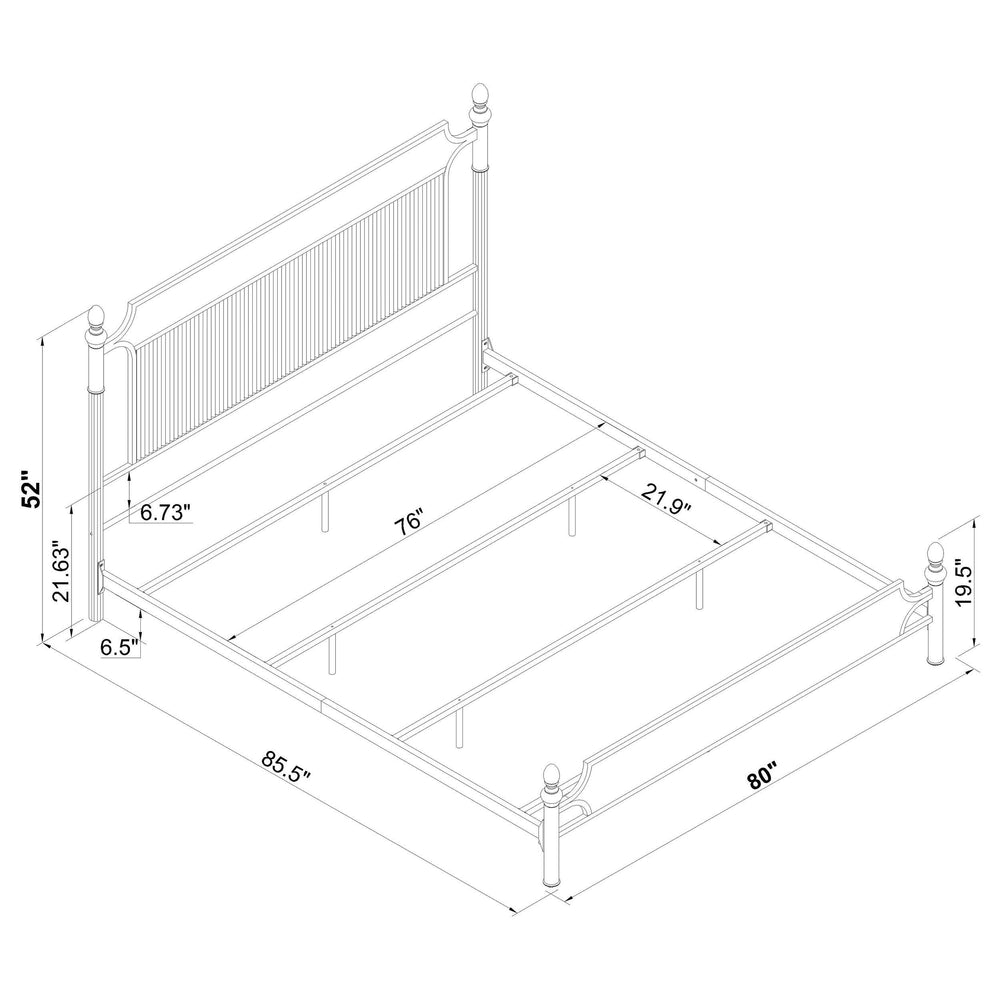 Cama Cameron de 51 pulgadas con paneles de metal, estilo Eastern King, color negro