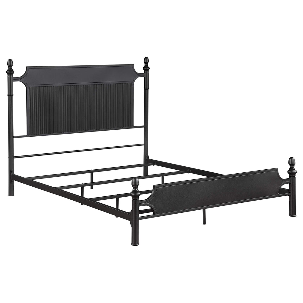 Cama Queen Cameron de 51 pulgadas con paneles de metal, color negro