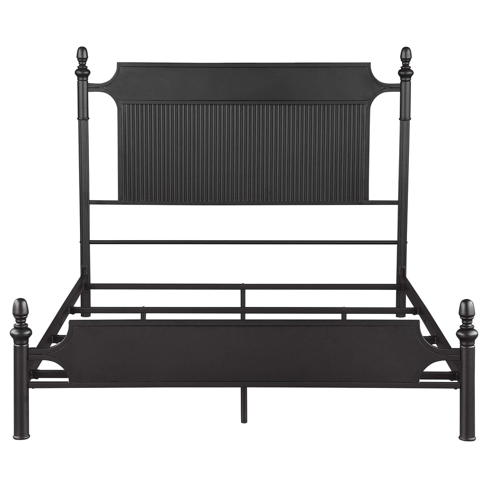 Cama Queen Cameron de 51 pulgadas con paneles de metal, color negro