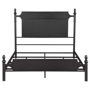 Cama Queen Cameron de 51 pulgadas con paneles de metal, color negro