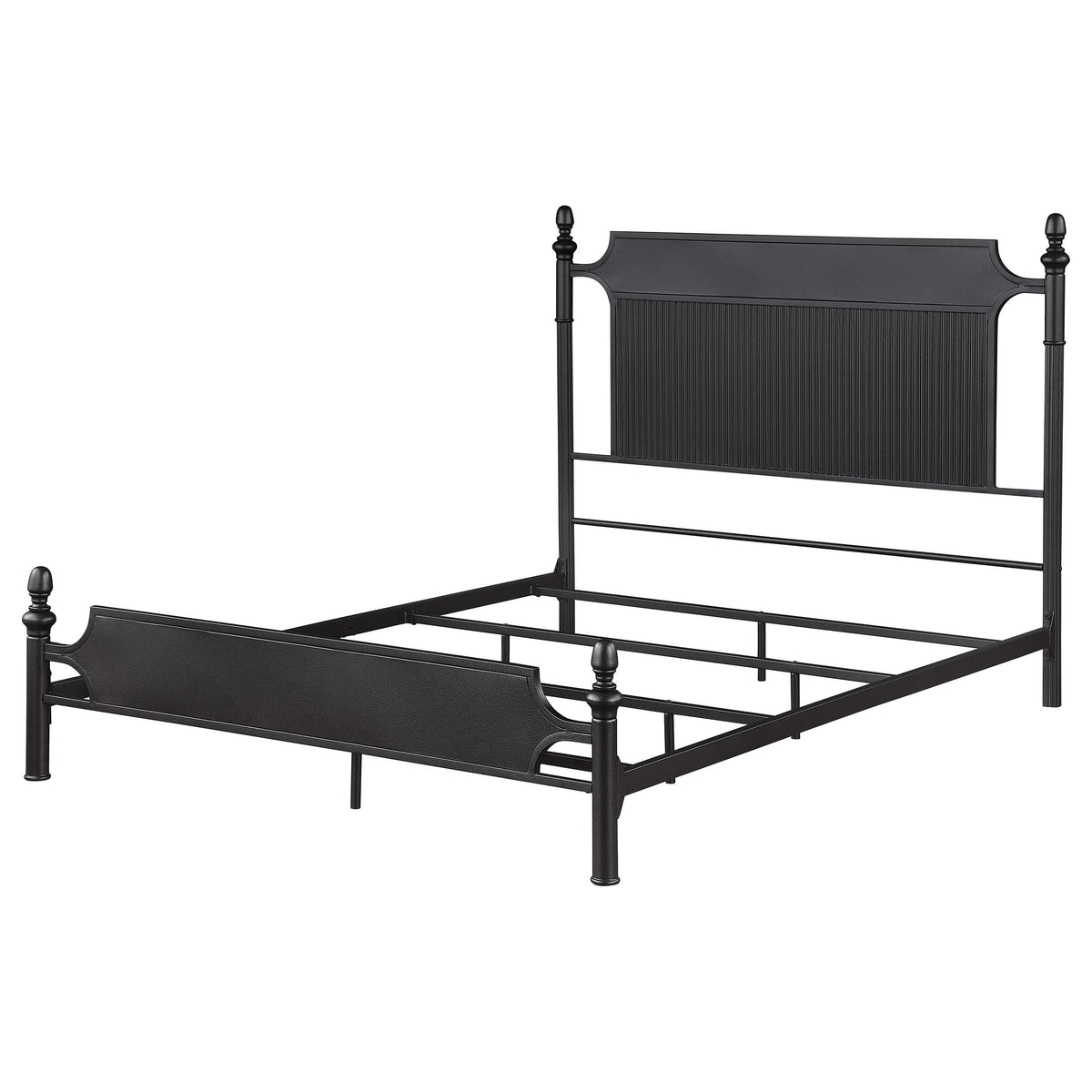 Cama Queen Cameron de 51 pulgadas con paneles de metal, color negro