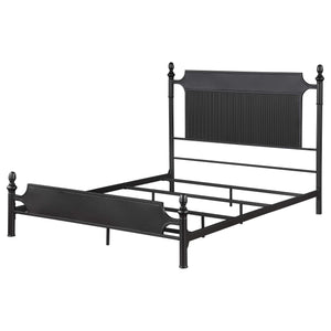Cama Queen Cameron de 51 pulgadas con paneles de metal, color negro