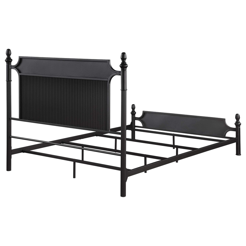 Cama Queen Cameron de 51 pulgadas con paneles de metal, color negro