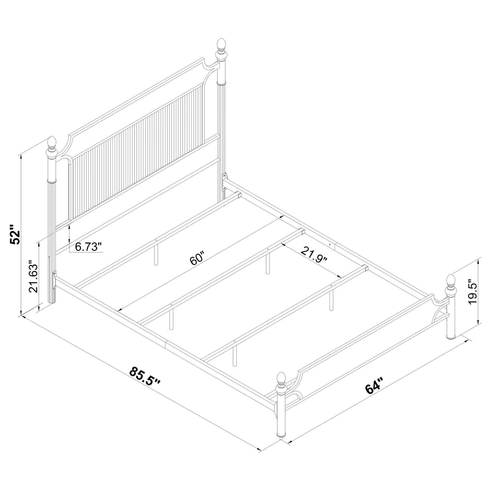 Cama Queen Cameron de 51 pulgadas con paneles de metal, color negro