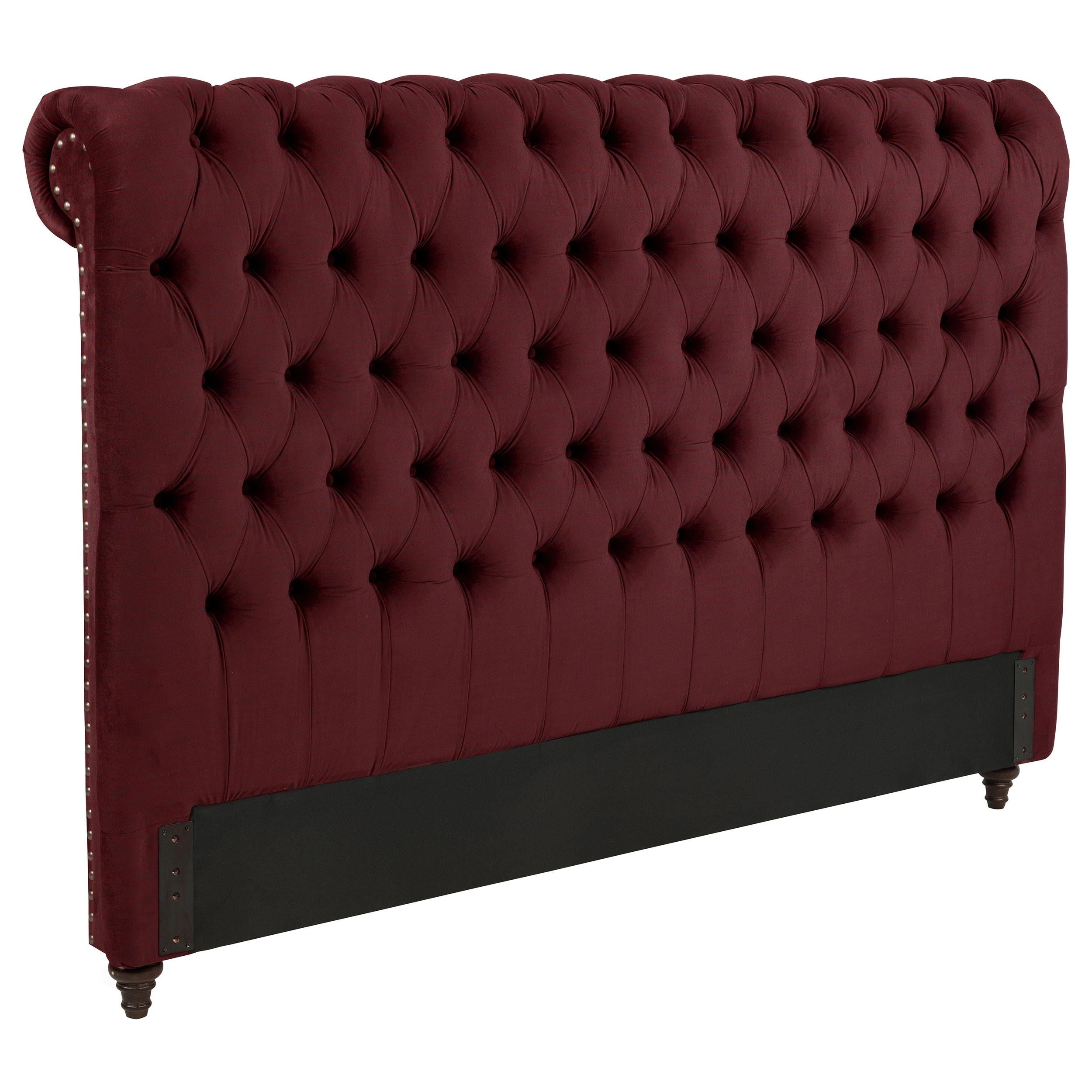 Devon 57-inch Upholstered Eastern King Headboard Wine Red