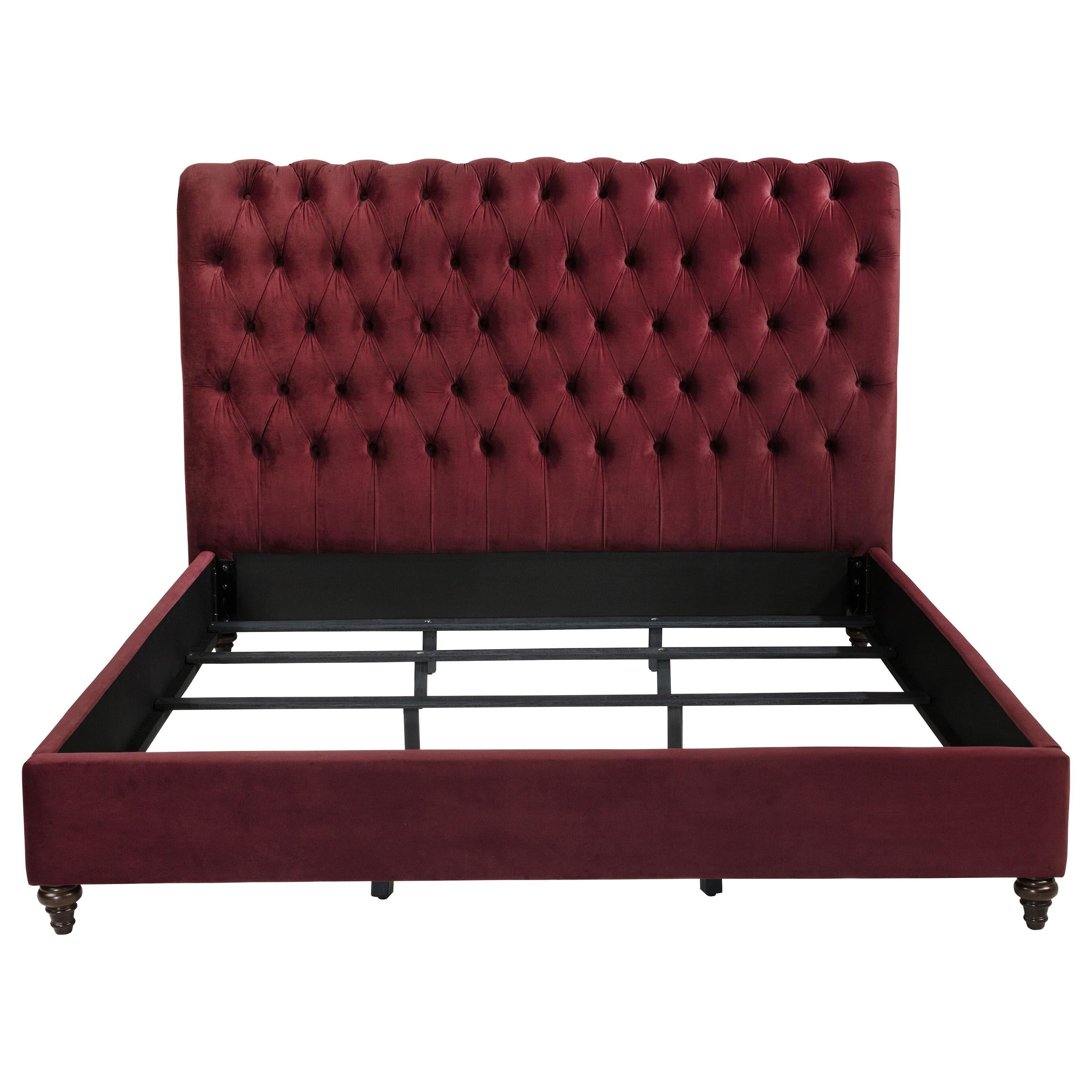 Devon 57-inch Upholstered Eastern King Panel Bed Wine Red