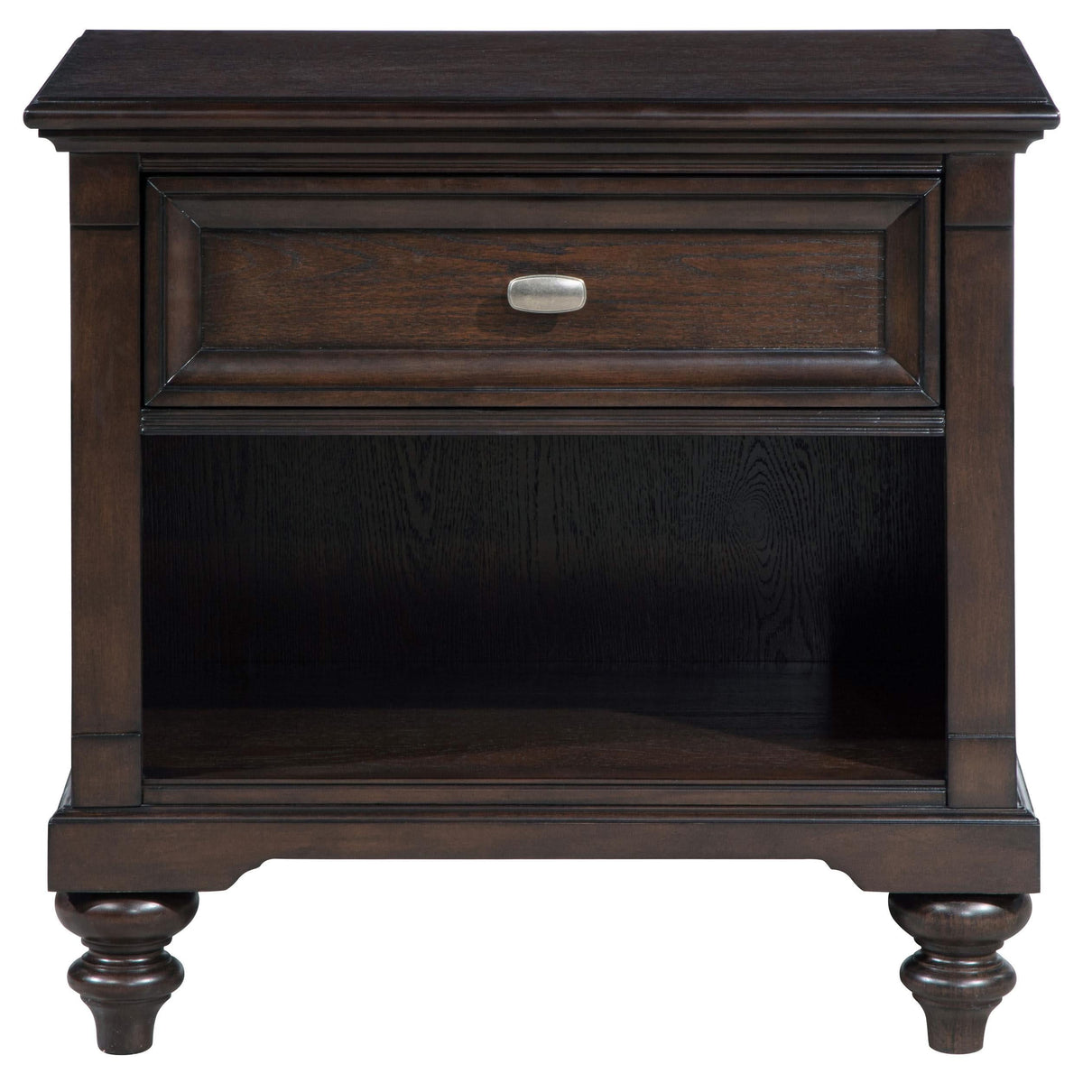 Juego de dormitorio Devon California King de 4 piezas en rojo y roble oscuro
