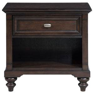 Juego de dormitorio Devon California King de 4 piezas en rojo y roble oscuro