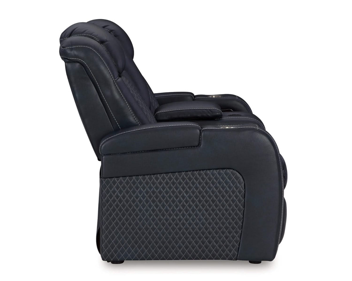 Loveseat eléctrico reclinable Fyne-Dyme con consola