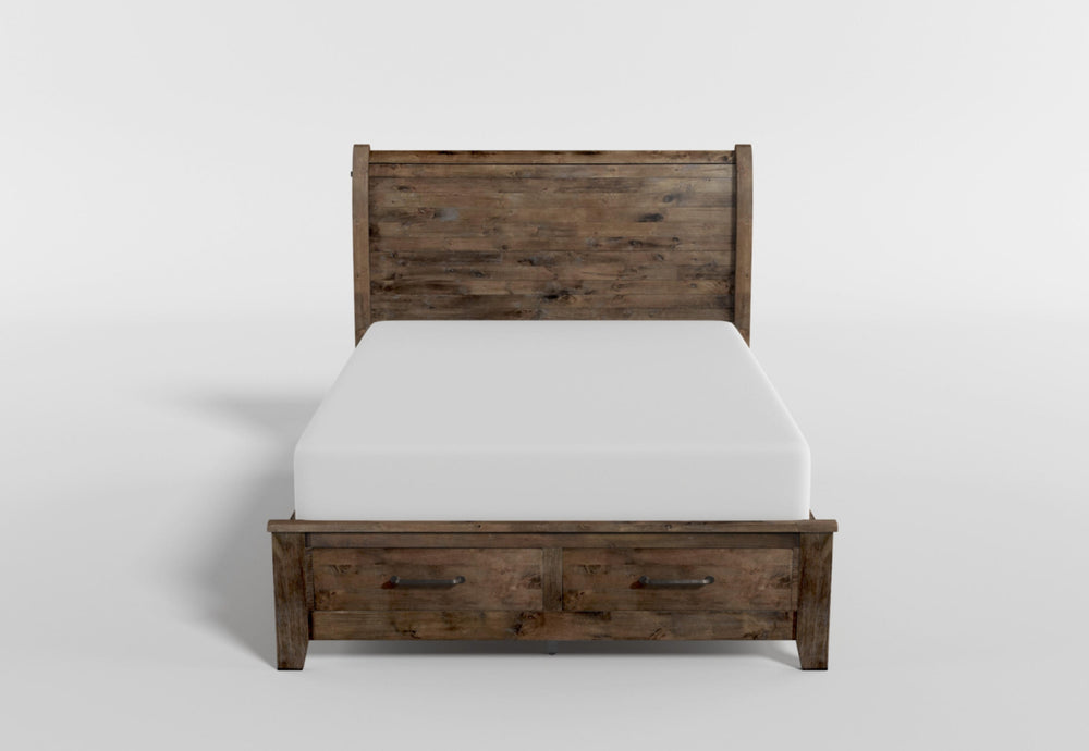 Queen Sleigh Platform Bed with Footboard Storage