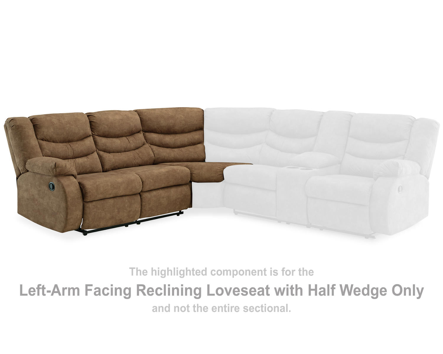 Partymate Left-Arm Facing Reclining Loveseat with Half Wedge
