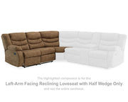 Partymate Left-Arm Facing Reclining Loveseat with Half Wedge