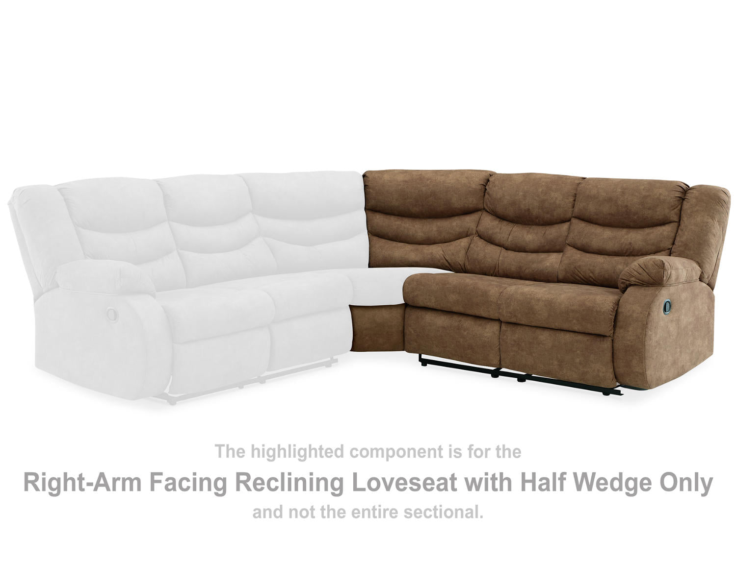 Partymate Right-Arm Facing Reclining Loveseat with Half Wedge