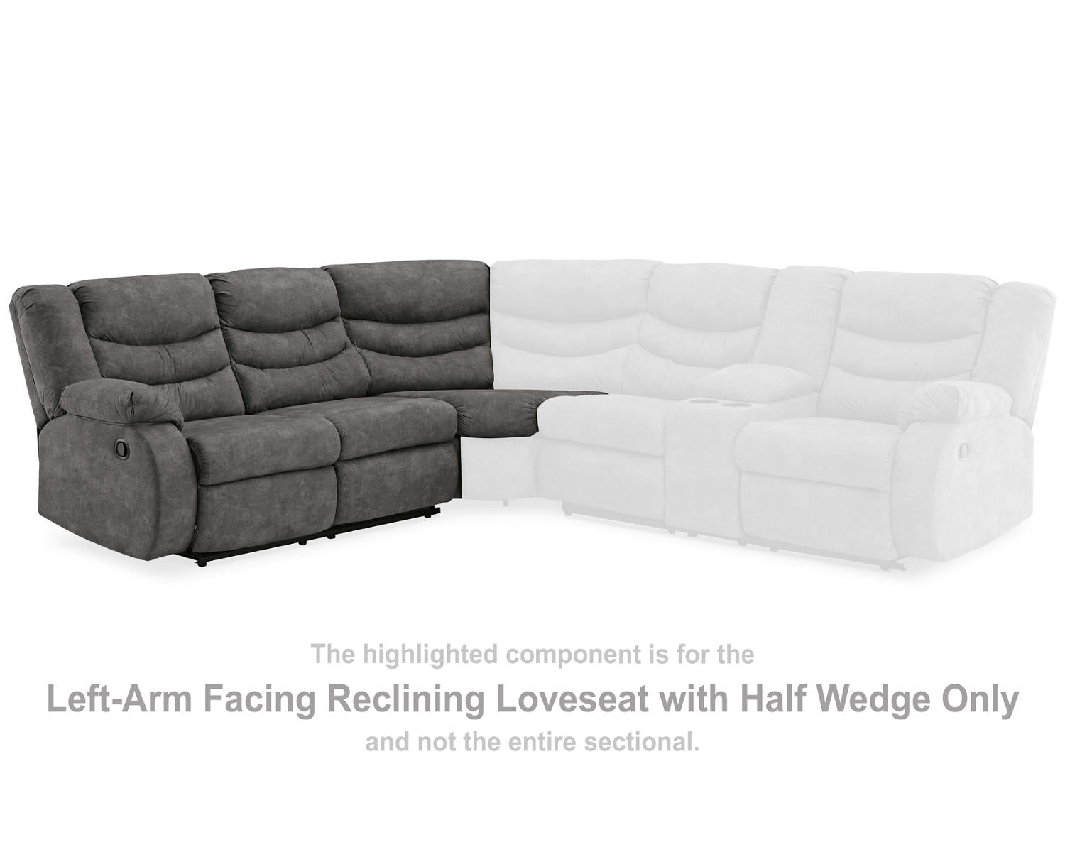 Partymate Left-Arm Facing Reclining Loveseat with Half Wedge
