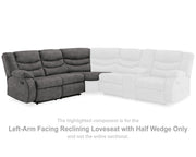 Partymate Left-Arm Facing Reclining Loveseat with Half Wedge