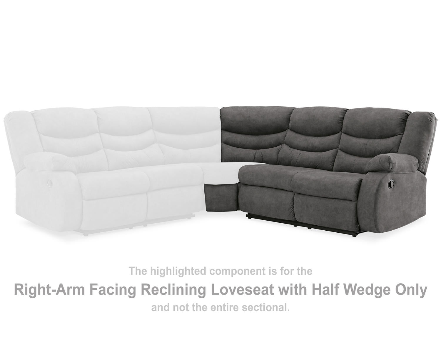 Partymate Right-Arm Facing Reclining Loveseat with Half Wedge