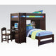 Cama alta individual Lars con armario, escritorio y silla