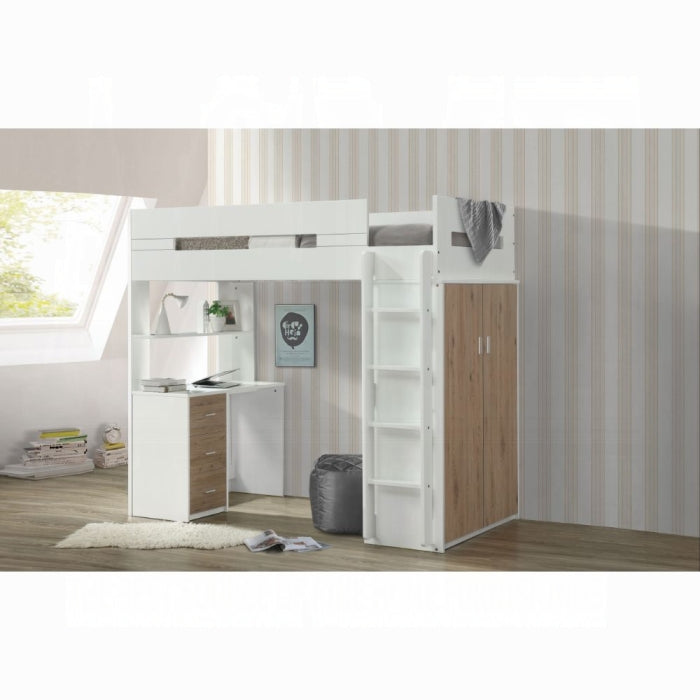 Nerice Twin Loft Bed W/Desk & Wardrobe