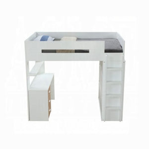 Cama alta individual Nerice con escritorio y armario