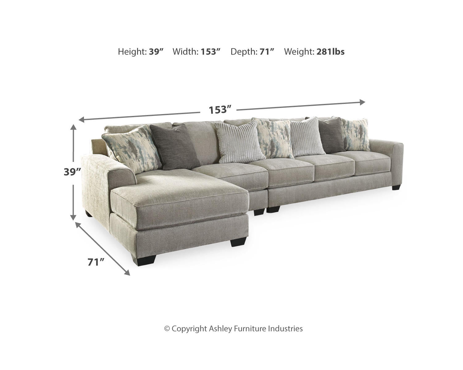Ardsley 3-Piece Sectional with Chaise