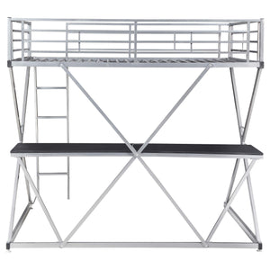 Cama alta Hyde Metal Workstation completa plateada
