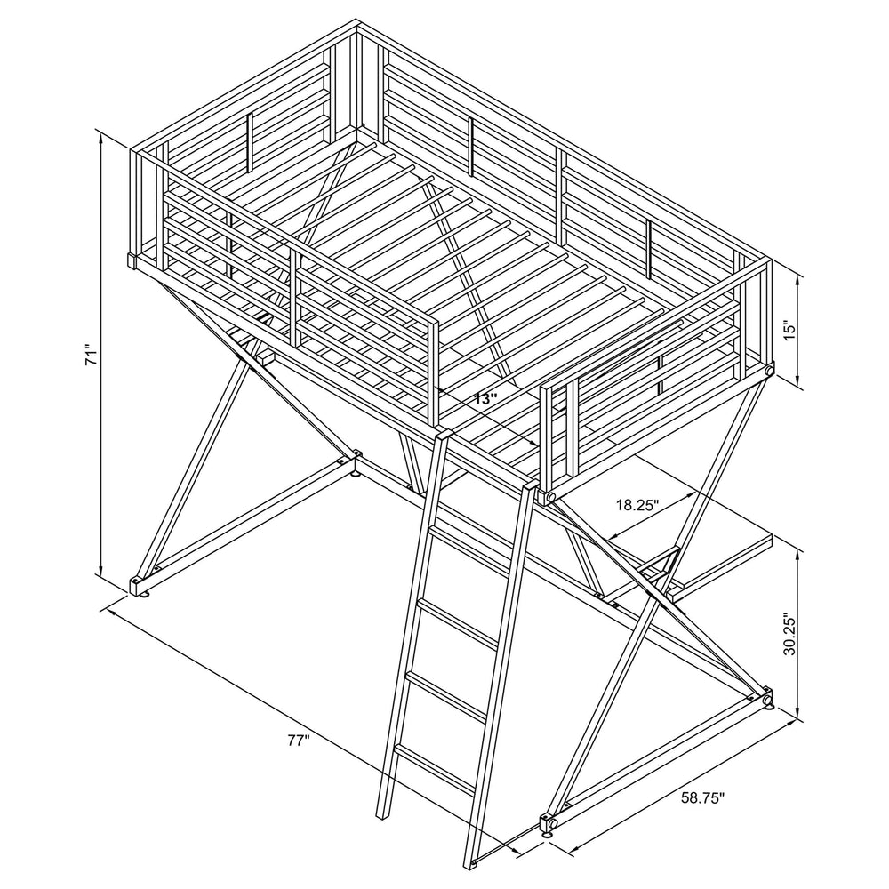 Cama alta Hyde Metal Workstation completa plateada