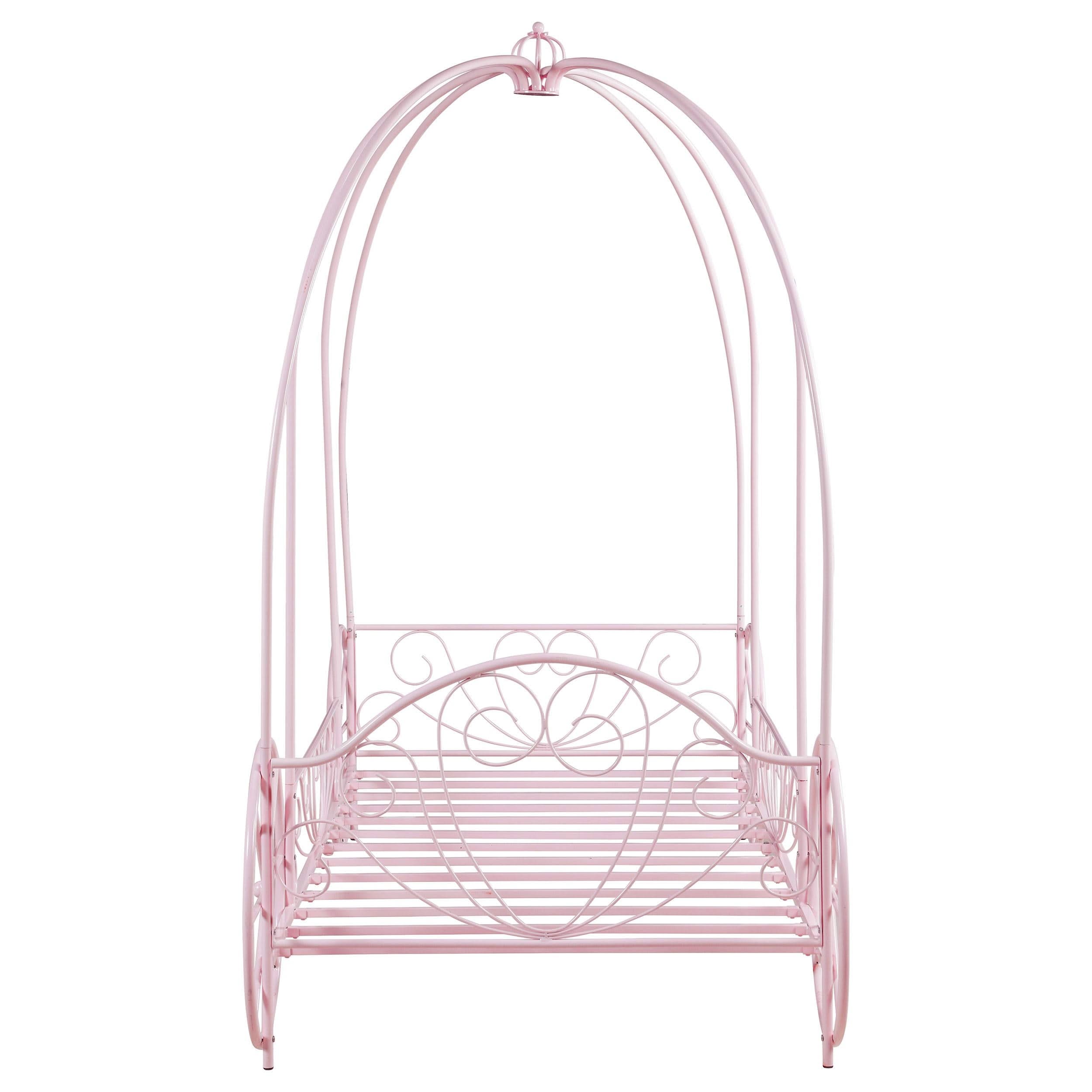 Massi Metal Twin Canopy Bed Powder Pink