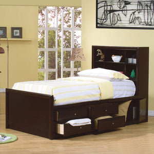 Cama con librería y almacenaje Phoenix Wood Twin Cappuccino