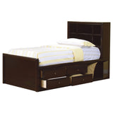 Cama con librería y almacenaje Phoenix Wood Twin Cappuccino