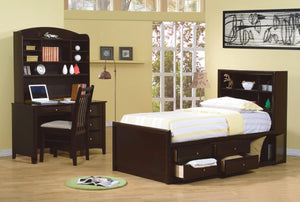 Cama con librería y almacenaje Phoenix Wood Twin Cappuccino