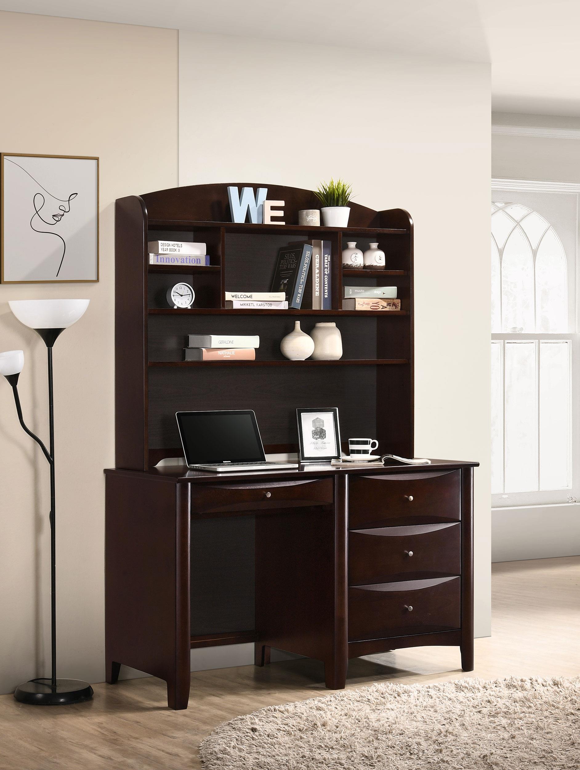 Phoenix 49-inch 3-drawer Computer Desk with Hutch Cappuccino