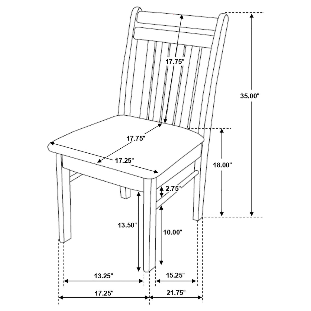 Silla de comedor de madera con respaldo de listones Phoenix, color capuchino