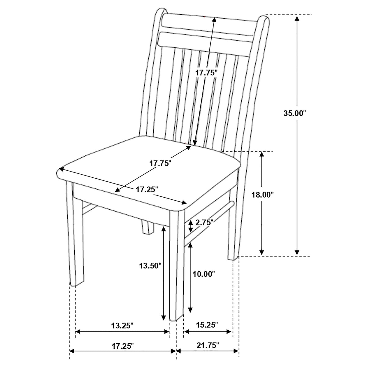 Silla de comedor de madera con respaldo de listones Phoenix, color capuchino