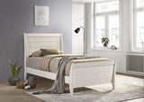 Cama individual Selena Wood con paneles en color blanco crema