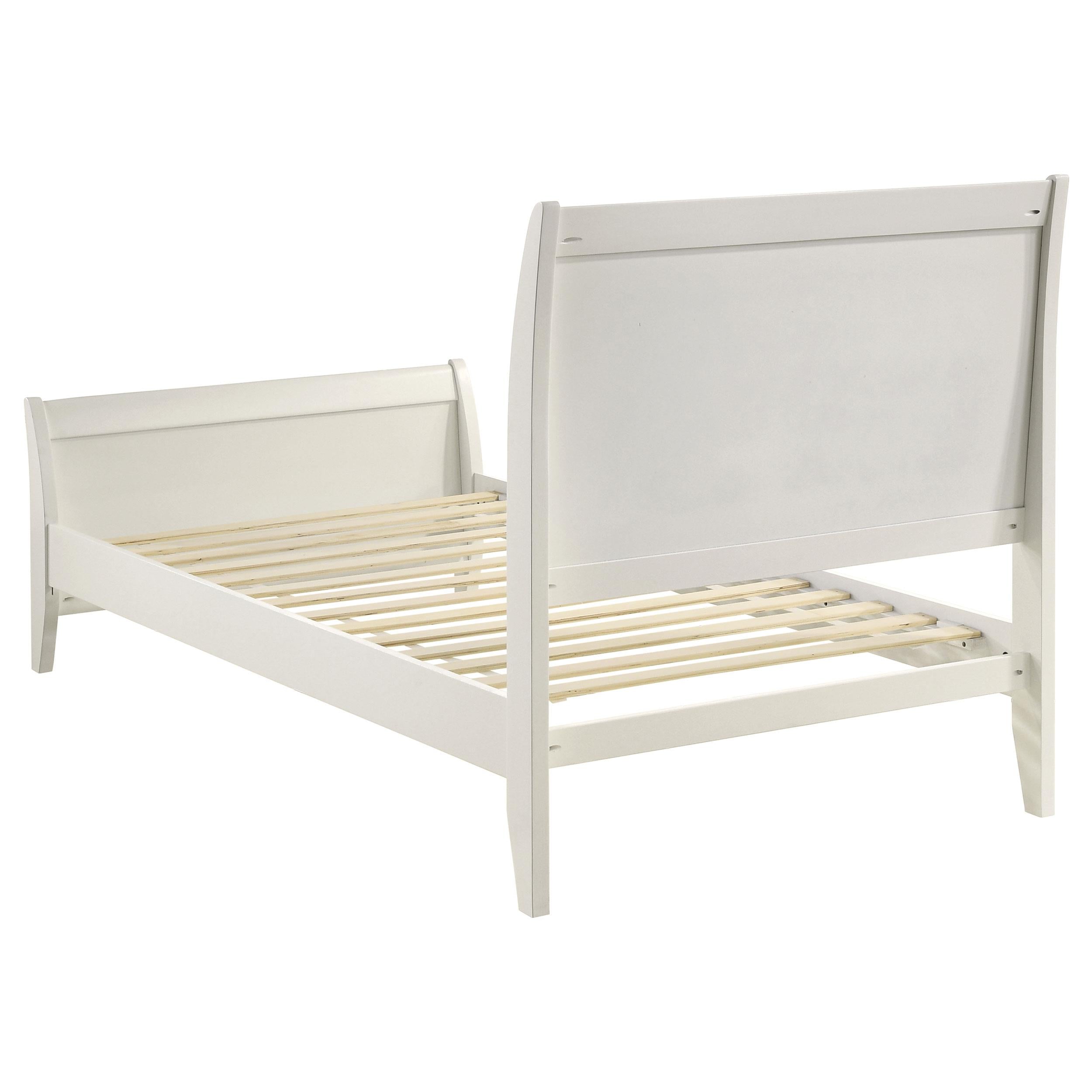 Selena Wood Twin Panel Bed Cream White