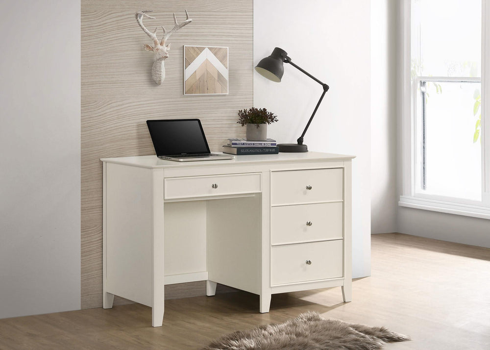 Escritorio para computadora de oficina Selena de 48 pulgadas con 3 cajones, color blanco crema