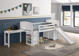 Cama alta Millie Twin Workstation con colchón de 18 cm, color blanco