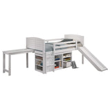 Cama alta Millie Twin Workstation con colchón de 18 cm, color blanco