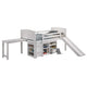 Cama alta Millie Twin Workstation con colchón de 18 cm, color blanco
